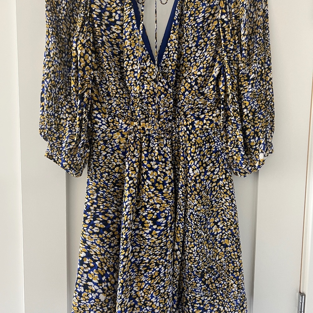 Reiss Navy Blue and Mustard Floral Mini Dress
